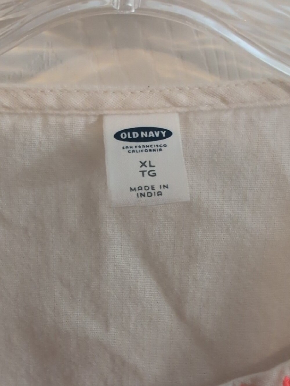 Old Navy White Sleeveless Embroidered Tank with Coral Accent - Picture 2 of 5